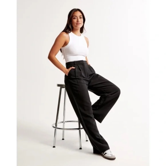 Abercrombie & Fitch | Curve Love A&F Sloane Tailored Wide-Leg Pant sz 27/4r NWT - Picture 1 of 5